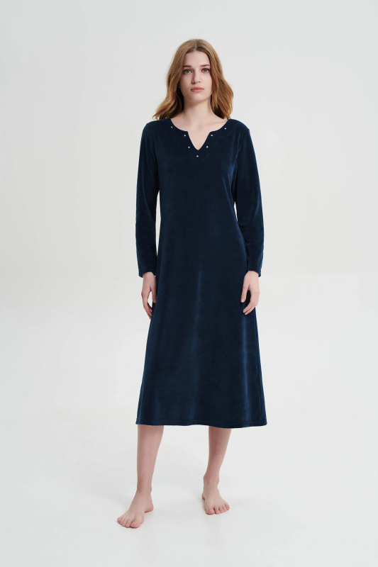 Vamp - Jednobarevné sametové šaty 19395 - Vamp blue sapphire M