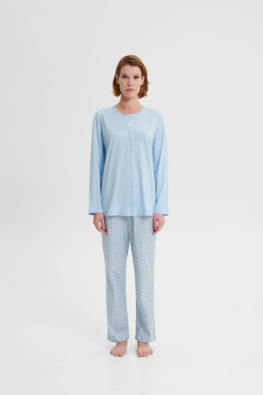 Vamp - Pyžamo se zapínáním na knoflíky 19485 - Vamp blue silver S