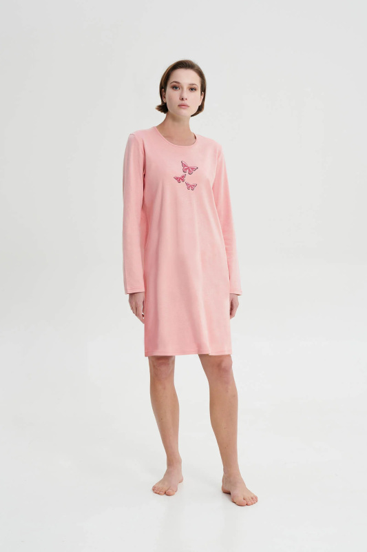 Vamp - Noční košile s dlouhým rukávem 19513 - Vamp pink blush S