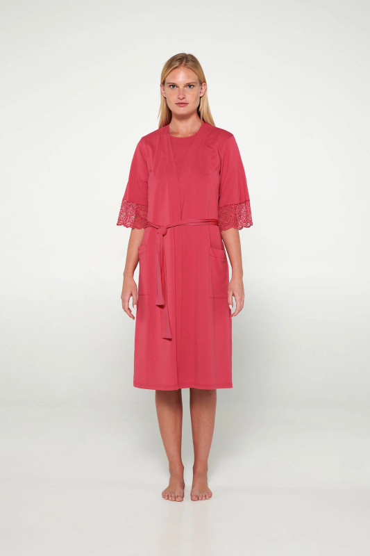 Vamp - Dámský župan s krajkovými detaily 19912 - Vamp Rose taupe M