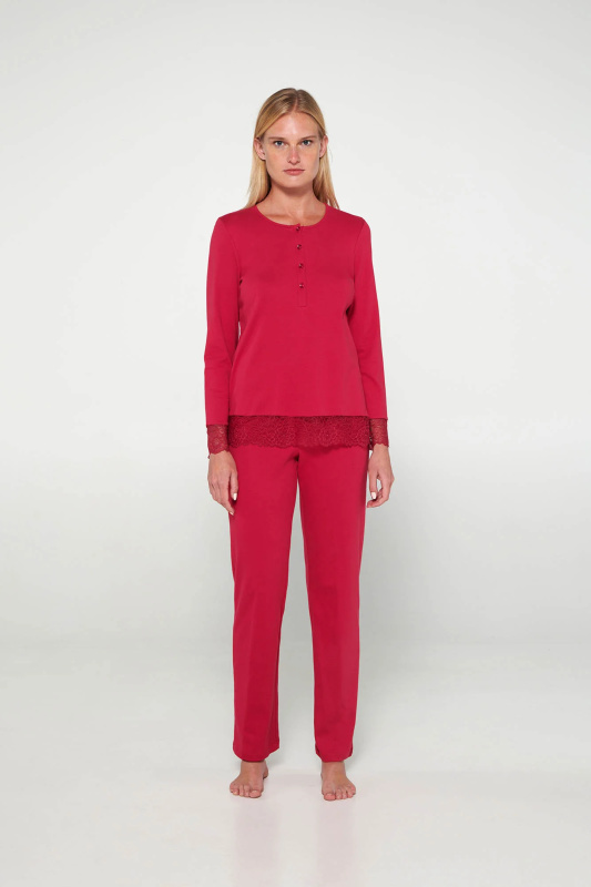 Vamp - Pyžamo s knoflíkovou légou 19914 - Vamp red cerise xl