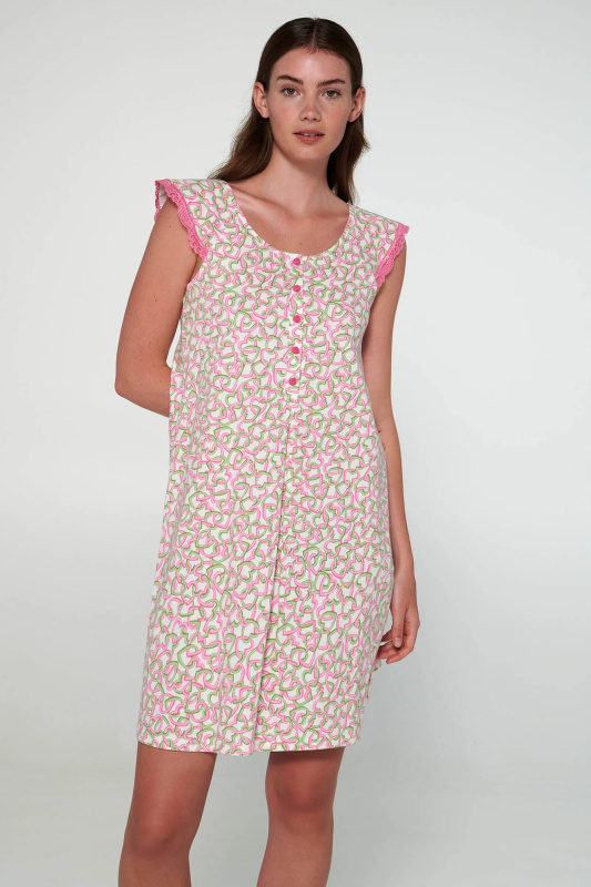 Vamp - Noční košile s knoflíkovou légou 20250 - Vamp fuchsia pink s