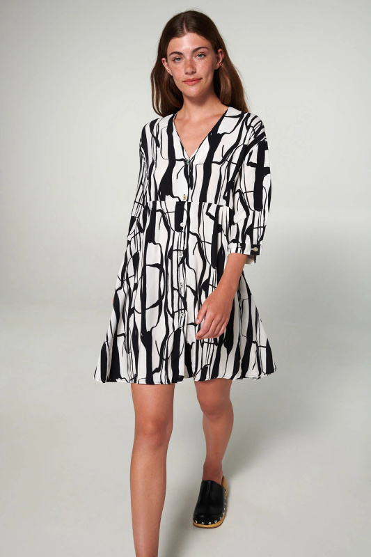 Vamp - Šaty s potiskem a knoflíky 20440 - Vamp black xxl