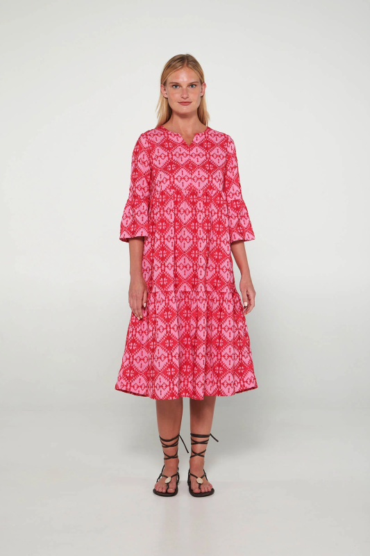 Vamp - Dlouhý vyšívaný kaftan 20452 - Vamp pink begonia 3xl