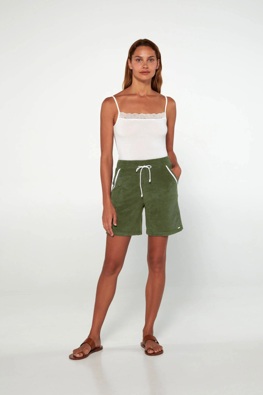 Vamp - Krátké froté kalhoty 20554 - Vamp green oil s