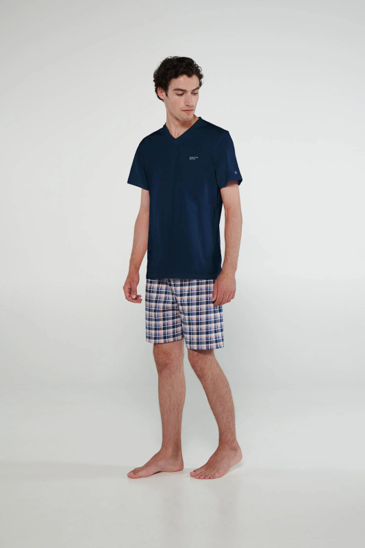 Vamp - Pyžamo s krátkými rukávy 20620 - Vamp blue oxford xl