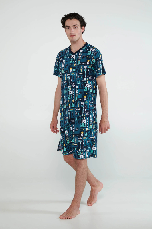 Vamp - Noční košile s krátkými rukávy 20653 - Vamp blue xxl