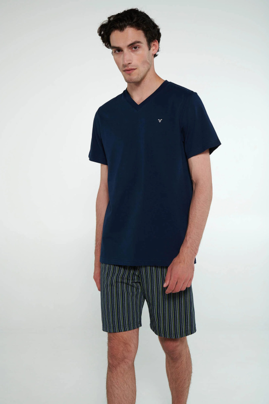 Vamp - Pyžamo s krátkými rukávy 20680 - Vamp blue oxford M