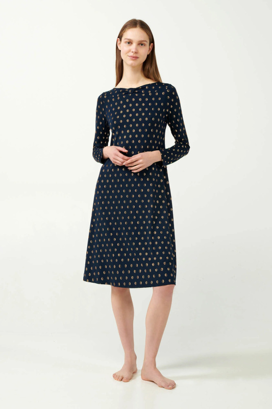 Vamp - Elegantní noční košile se zlatým potiskem 21015 - Vamp blue xxl