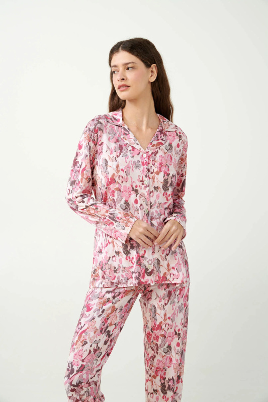 Vamp - Květinové pyžamo s knoflíky 21046 - Vamp rose vinka xxl