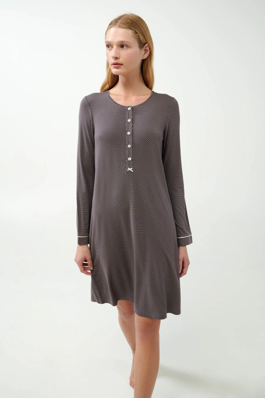 Vamp - Klasická noční košile s puntíky 21050 - Vamp gray mauve xl