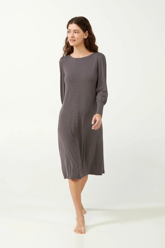 Vamp - Noční košile s manžetovými rukávy 21054 - Vamp gray mauve l