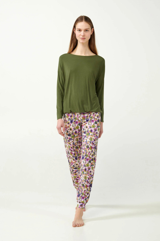 Vamp - Dámské pyžamo s květinami 21063 - Vamp green moss s