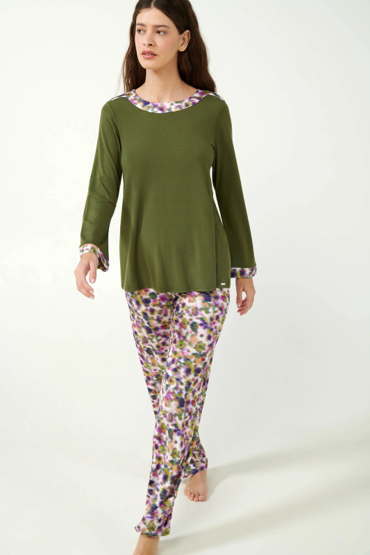 Vamp - Dámské pyžamo s květinami 21065 - Vamp green moss M