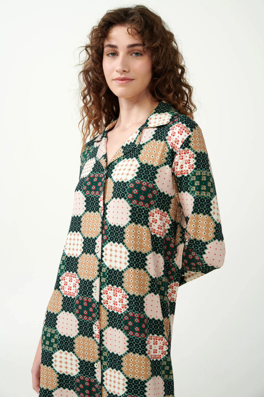 Vamp - Noční košile na knoflíky 21082 - Vamp green timber xxl