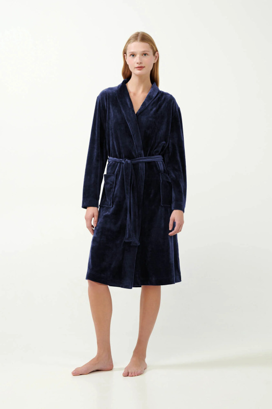 Vamp - Jednobarevný sametový župan 21163 - Vamp blue xxl