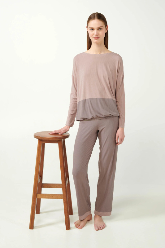 Vamp - Žebrované dámské pyžamo 21170 - Vamp rose dusty M