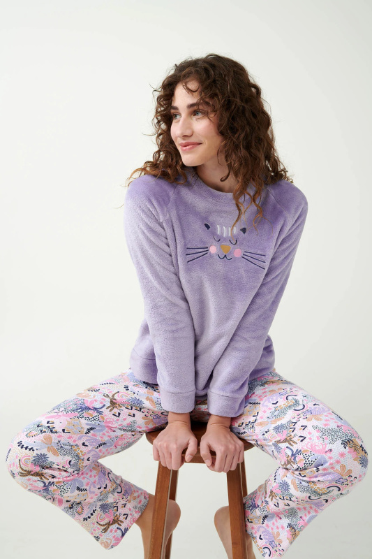 Vamp - Pyžamo s potiskem a fleecovým topem 21304 - Vamp lavender sweet xl