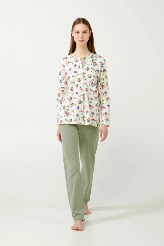 Vamp - Pastelové květinové pyžamo 21352 - Vamp green tea L