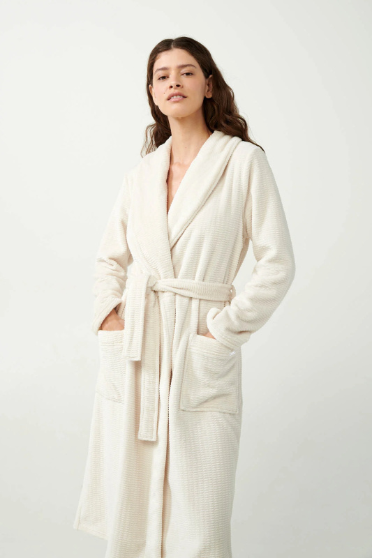 Vamp - Béžový fleecový župan 21363 - Vamp beige skin xl