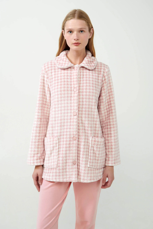 Vamp - Krátký župan s knoflíky 21421 - Vamp pink peach xxl