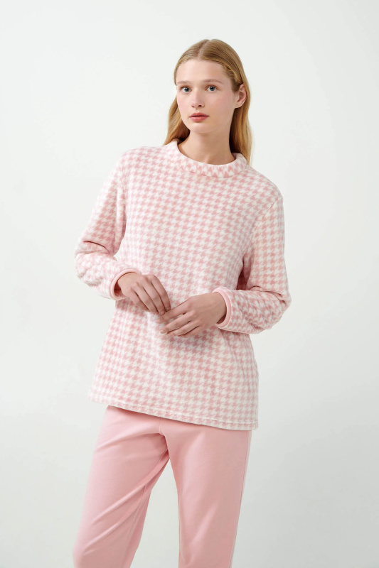 Vamp - Dámské hřejivé pyžamo s fleecem 21424 - Vamp pink peach xl
