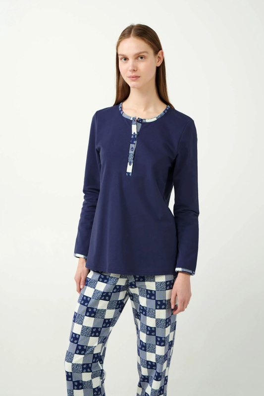 Vamp - Pyžamo s knoflíkovou légou 21430 - Vamp blue patriot 3xl
