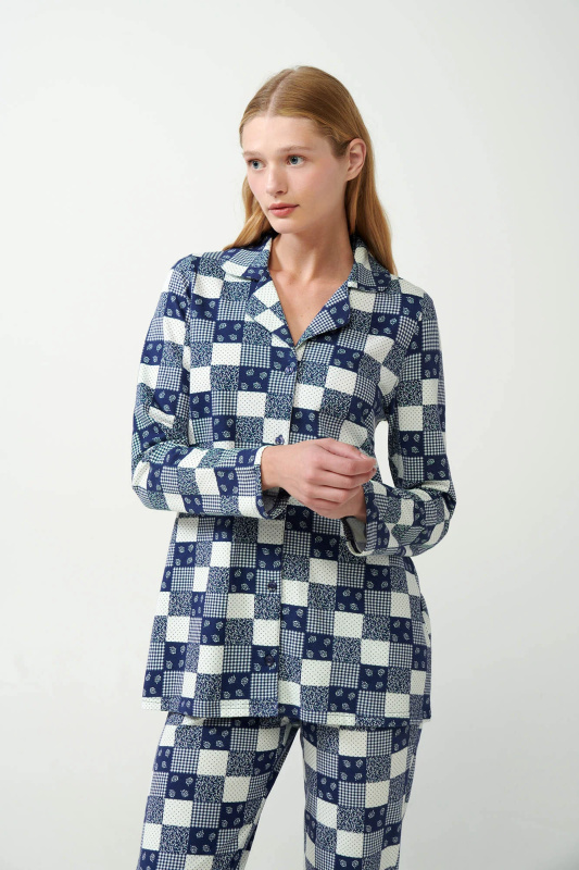 Vamp - Pyžamo se zapínáním na knoflíky 21432 - Vamp blue patriot m
