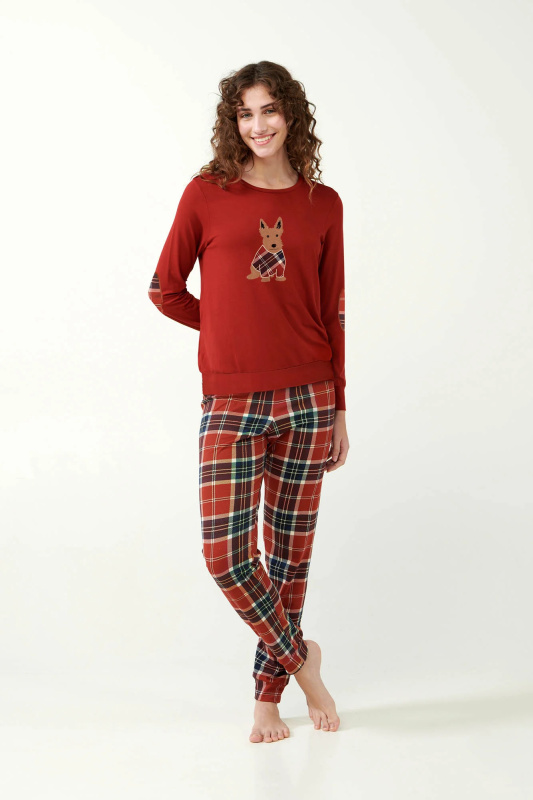 Vamp - Pyžamo s potiskem skotského teriéra 21510 - Vamp red terracotta l