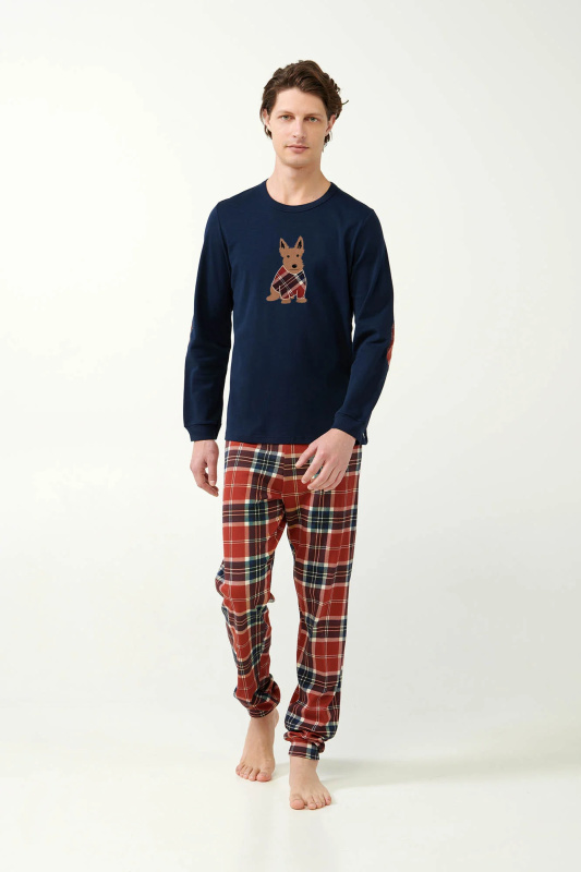 Vamp - Pánské pyžamo s potiskem skotského teriéra 21514 - Vamp blue m