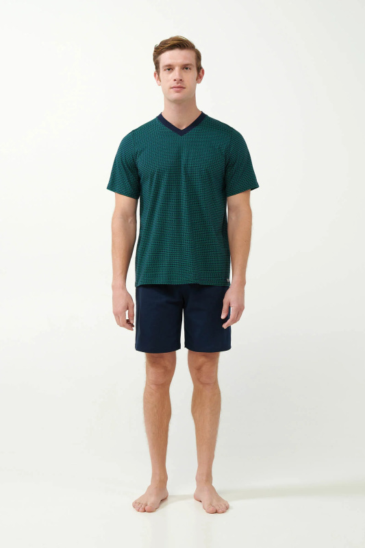 Vamp - Pyžamová souprava s geometrickým potiskem 21601 - Vamp blue xxl