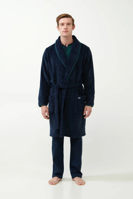 Vamp - Klasický modrý fleecový župan 21607 - Vamp blue L