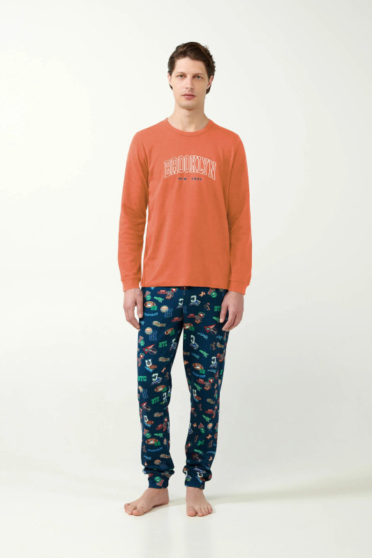 Vamp - Pánské pyžamo s potiskem 21610 - Vamp coral arabesque xl
