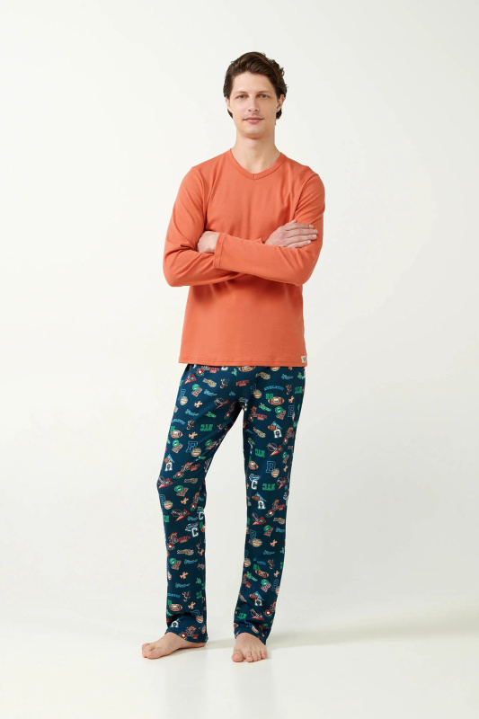 Vamp - Pánské pyžamo s potiskem 21611 - Vamp coral arabesque L
