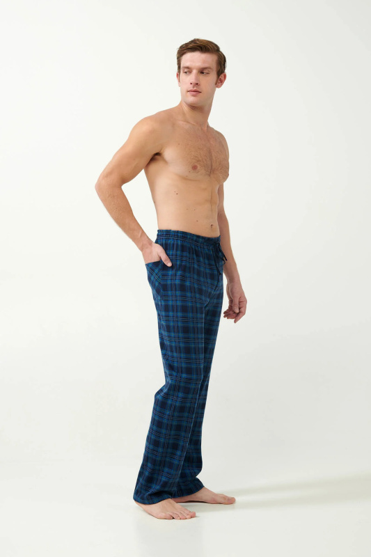 Vamp - Kárované dlouhé kalhoty 21625 - Vamp blue M