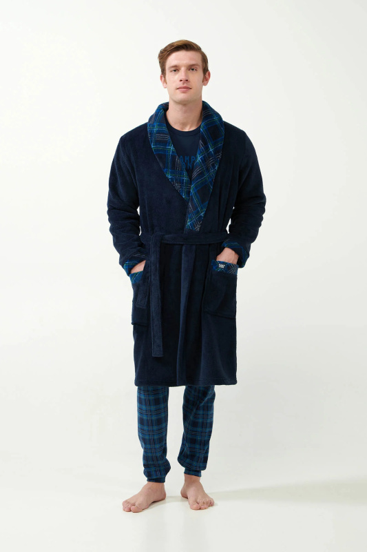 Vamp - Pánský župan se stylovou klopou 21629 - Vamp blue l