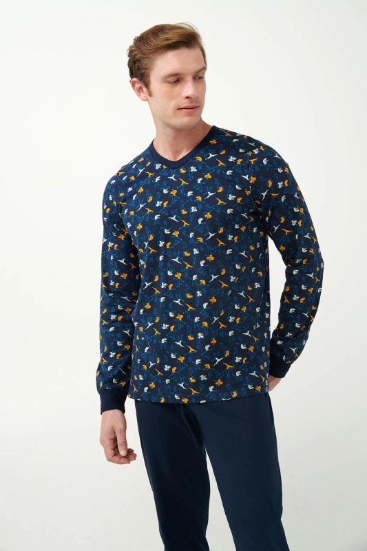 Vamp - Pyžamo s potiskem dinosaurů 21631 - Vamp blue xl