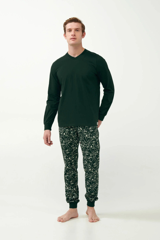 Vamp - Pyžamo s potiskem vlka 21641 - Vamp green deep forest 4xl