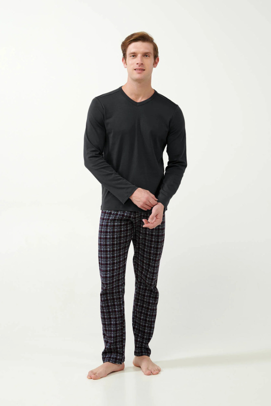 Vamp - Klasické pánské pyžamo 21663 - Vamp dark gray 4xl