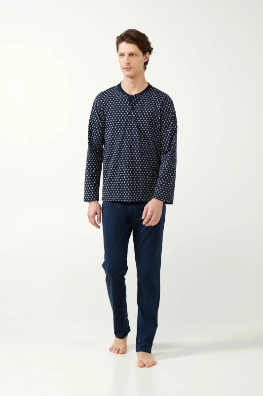 Vamp - Klasické pánské pyžamo s potiskem 21690 - Vamp blue 5xl
