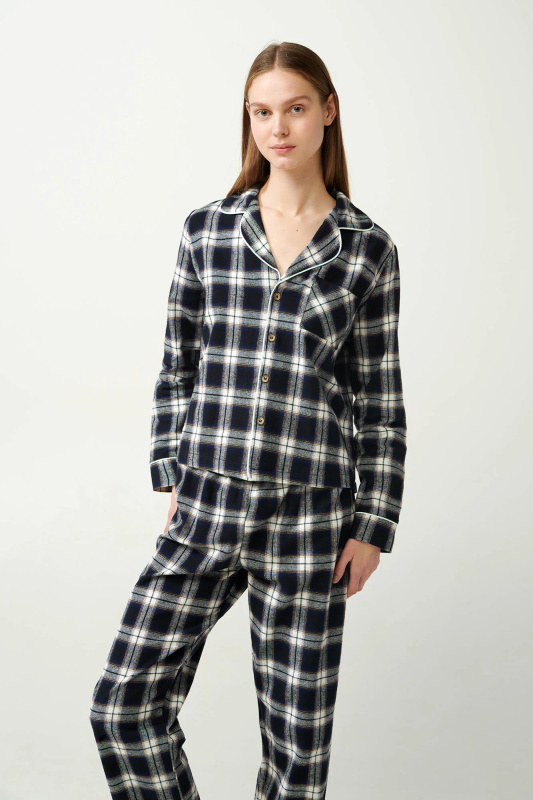 Vamp - Flanelové pyžamo s knoflíky 21704 - Vamp black xl