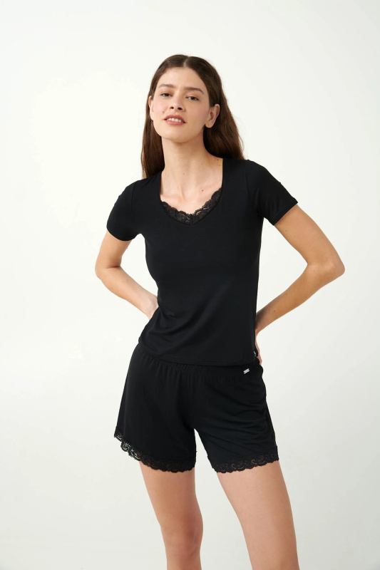 Vamp - Elegantní tričko s krajkou 21801 - Vamp black 3xl