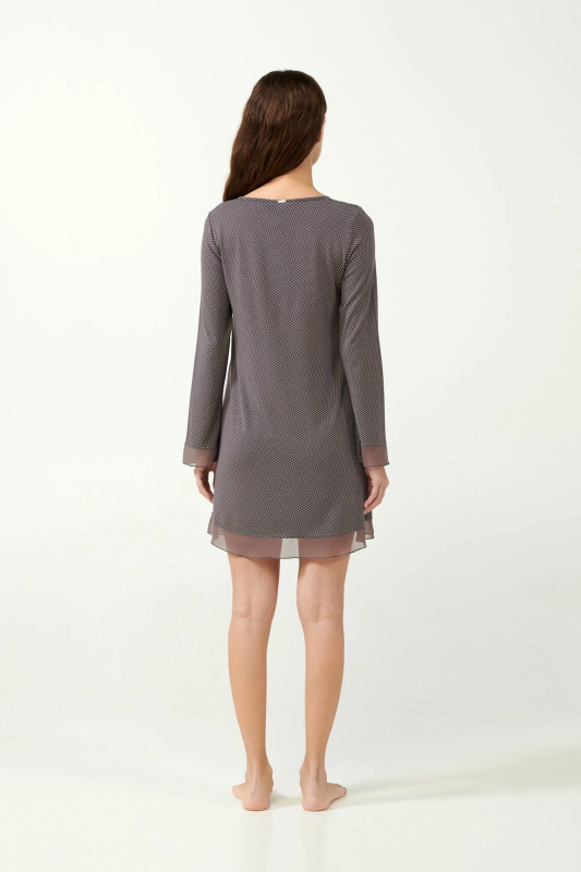 Vamp - Noční košilka s puntíky a síťovanými detaily 21815 - Vamp gray mauve S
