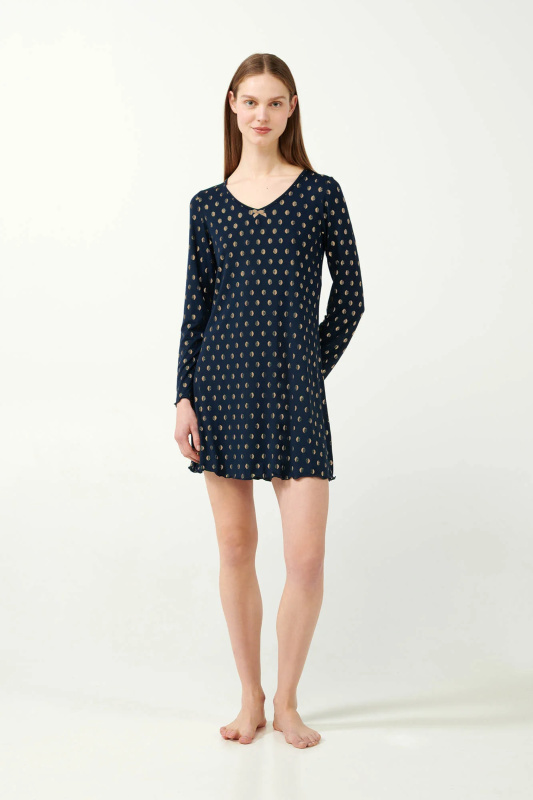 Vamp - Noční košilka s elegantním zlatým potiskem 21835 - Vamp blue m