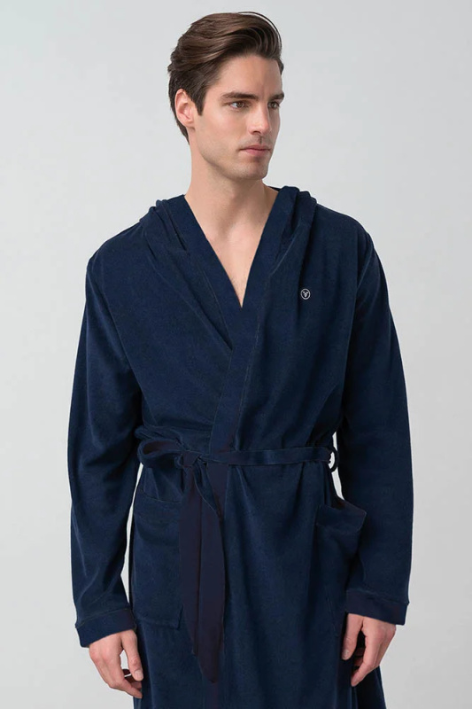 Vamp - Pánský froté župan s kapucí 20951 - Vamp blue marine M