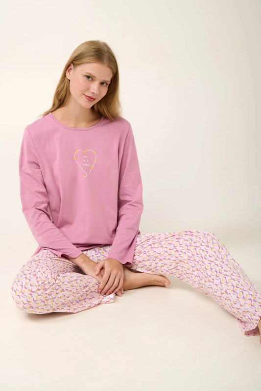 Vamp - Bavlněné dámské pyžamo s potiskem 21927 - Vamp pink lilas xl