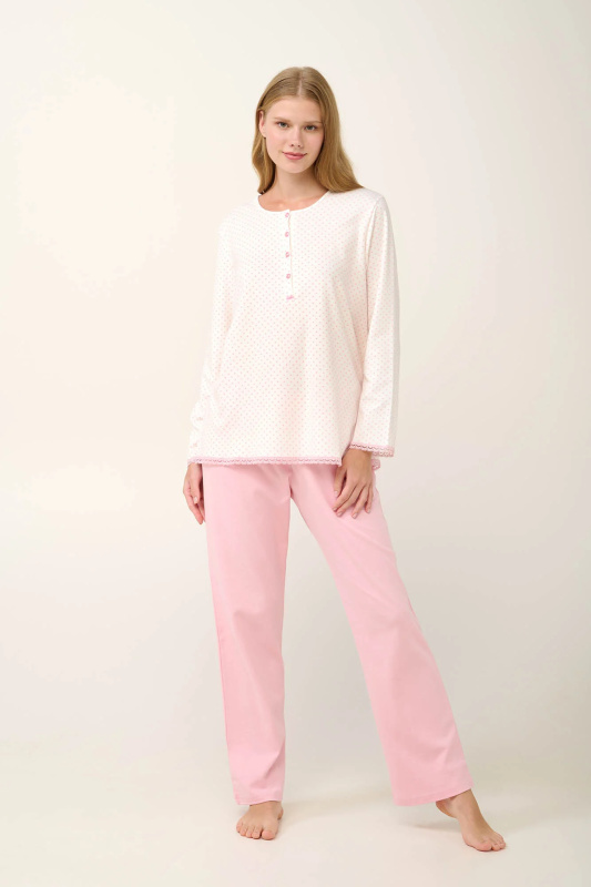 Vamp - Bavlněné dámské pyžamo s knoflíkovou légou 21930 - Vamp pink blush xl