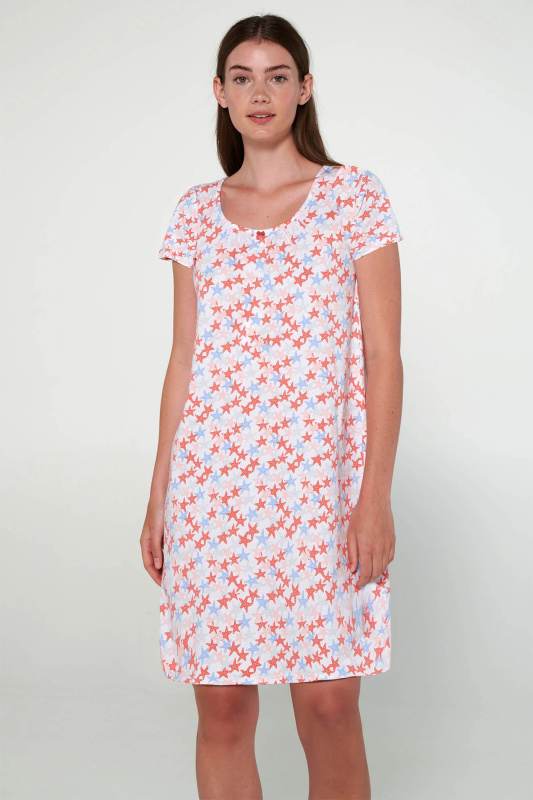 Vamp - Noční košile s potiskem hvězd 20940 - Vamp coral berry xl
