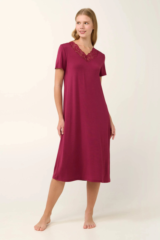 Vamp - Klasická noční košile s krajkou 20956 - Vamp red rhodon 3xl