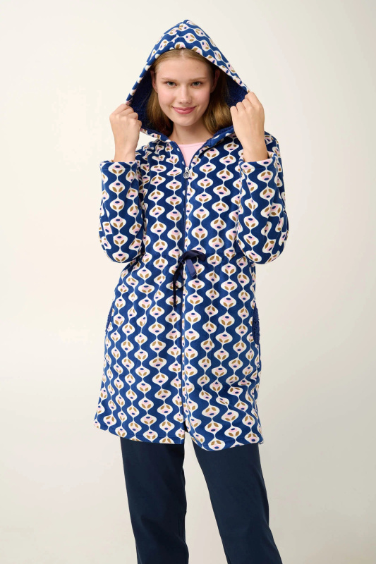 Vamp - Župan s kapucí s potiskem Country Calico 21414 - Vamp blue print L